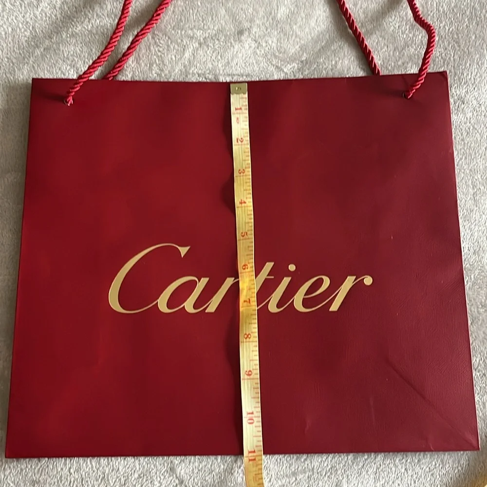 Auth Cartier Large Red Luxury Shopping Bag Gold Logo Boutique Gift Packaging